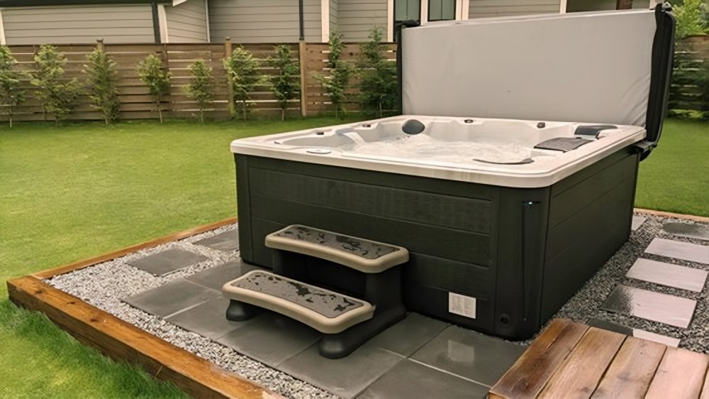 Hot tub landscaping on a deals budget